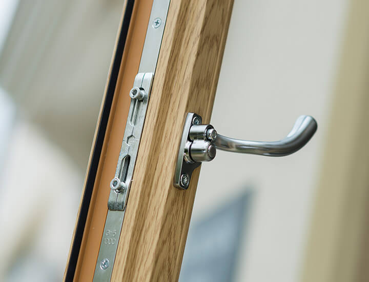 Lock and handle on uPVC window