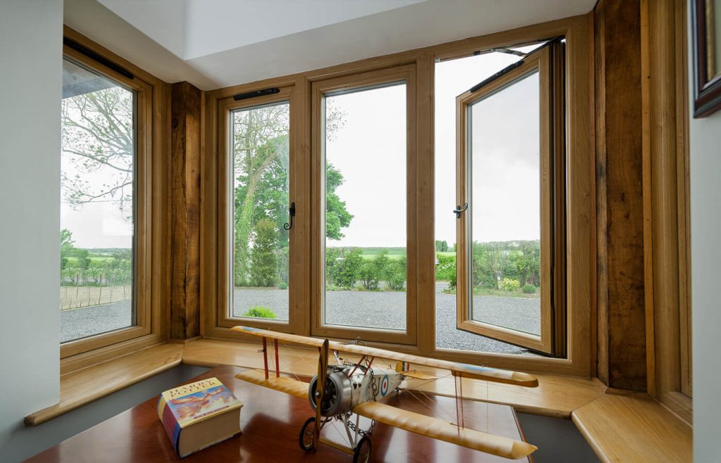 Interior view of traditional style windows