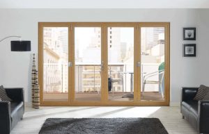 Light oak effect bifold door interior view