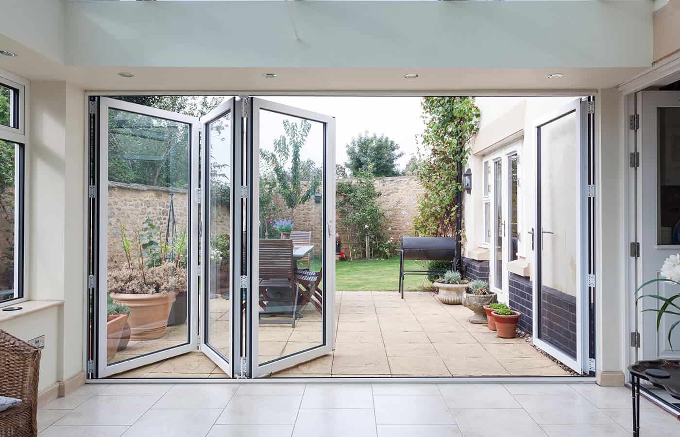 White aluminium bifold door interior view aluminium vs upvc bifold doors