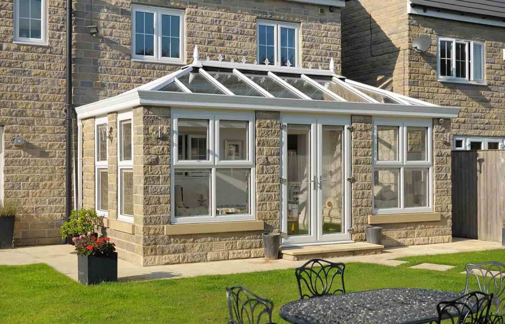 White uPVC orangery installation