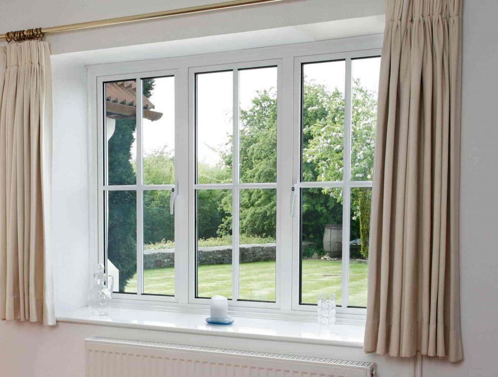 Energy efficient white aluminium casement window