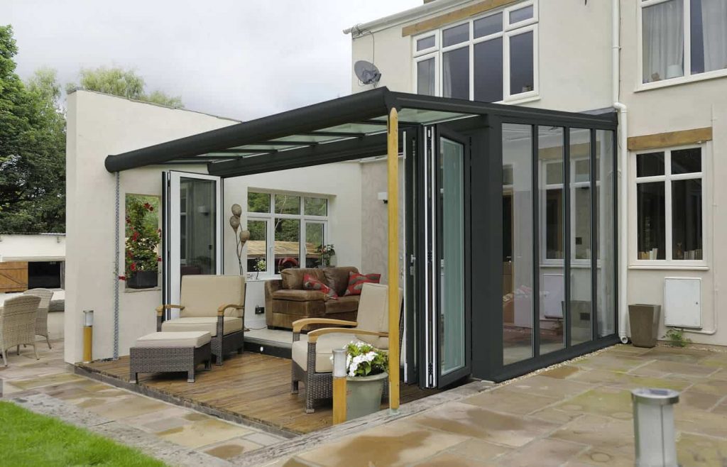 Black uPVC lean to veranda