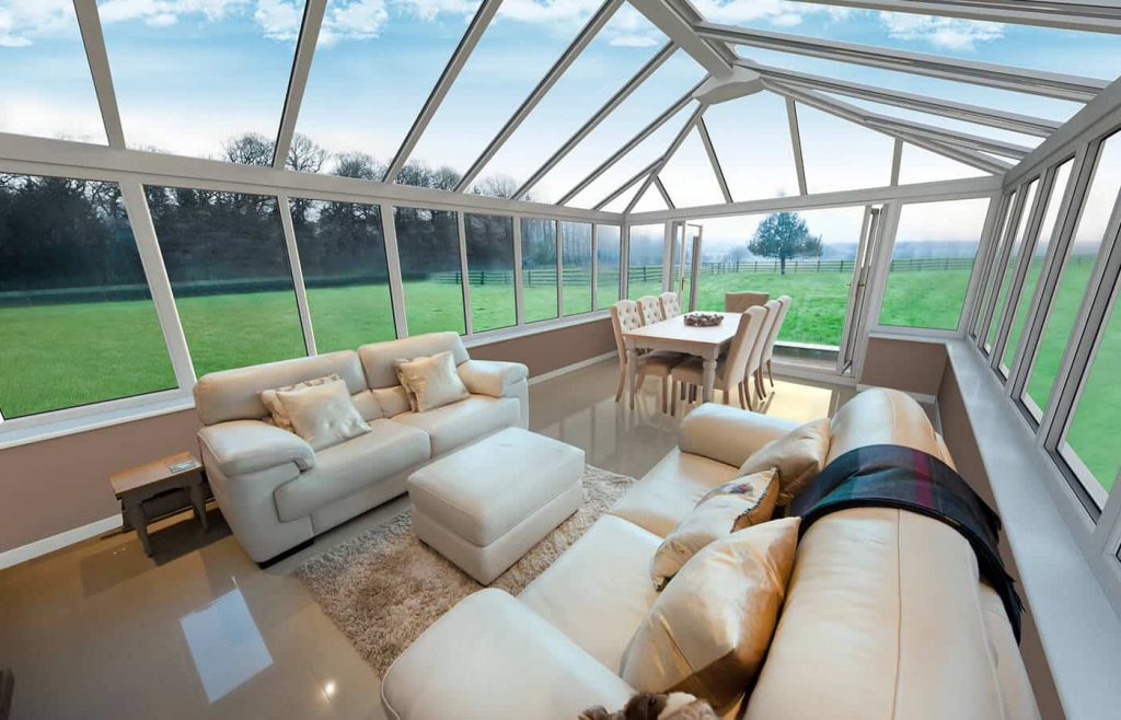 White uPVC Edwardian conservatory interior view
