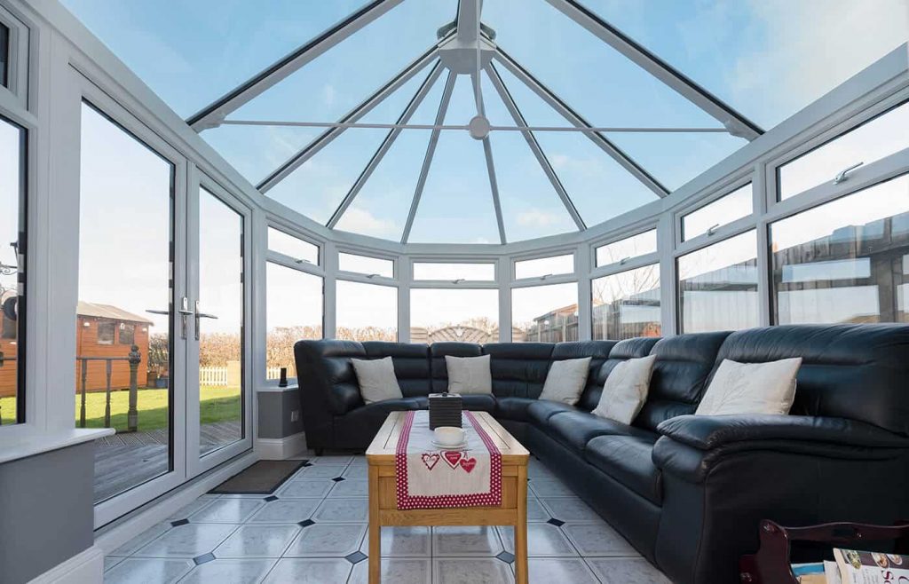 White uPVC Victorian conservatory interior view