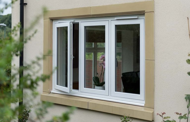 Flush sash window partially open